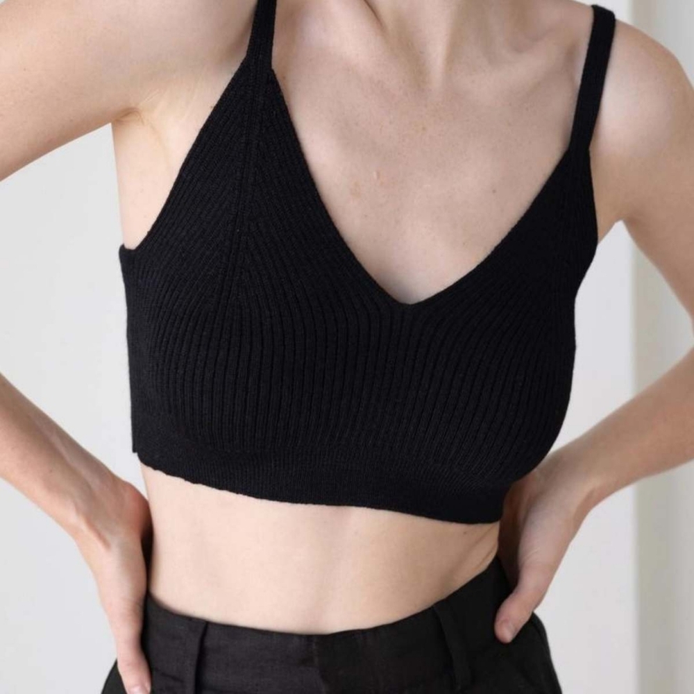 NWOT Black Rib Knit Women's Bralette Top Laude The Label